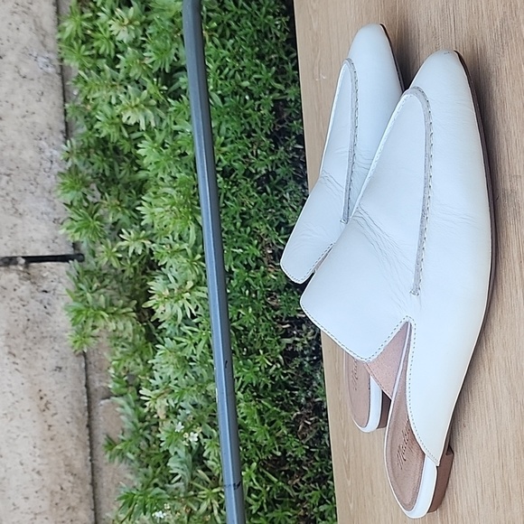 Madewell Women 8.5 Frances Skimmer Ivory Leather Pointed Toe Flat Mules - Picture 3 of 12